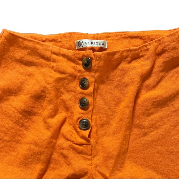 NWOT VERSONA ORANGE HIGH WAISTED LINEN BLEND FLARRED PANTS SIZE 0 S - Picture 8 of 10